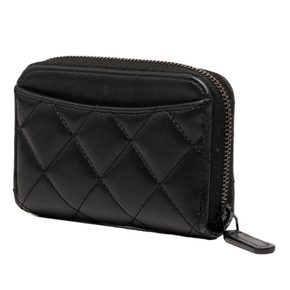 Chanel CC Logo Quilted Card Case Black Lambskin — view 2