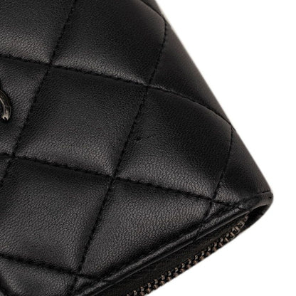 Chanel CC Logo Quilted Card Case Black Lambskin — view 4
