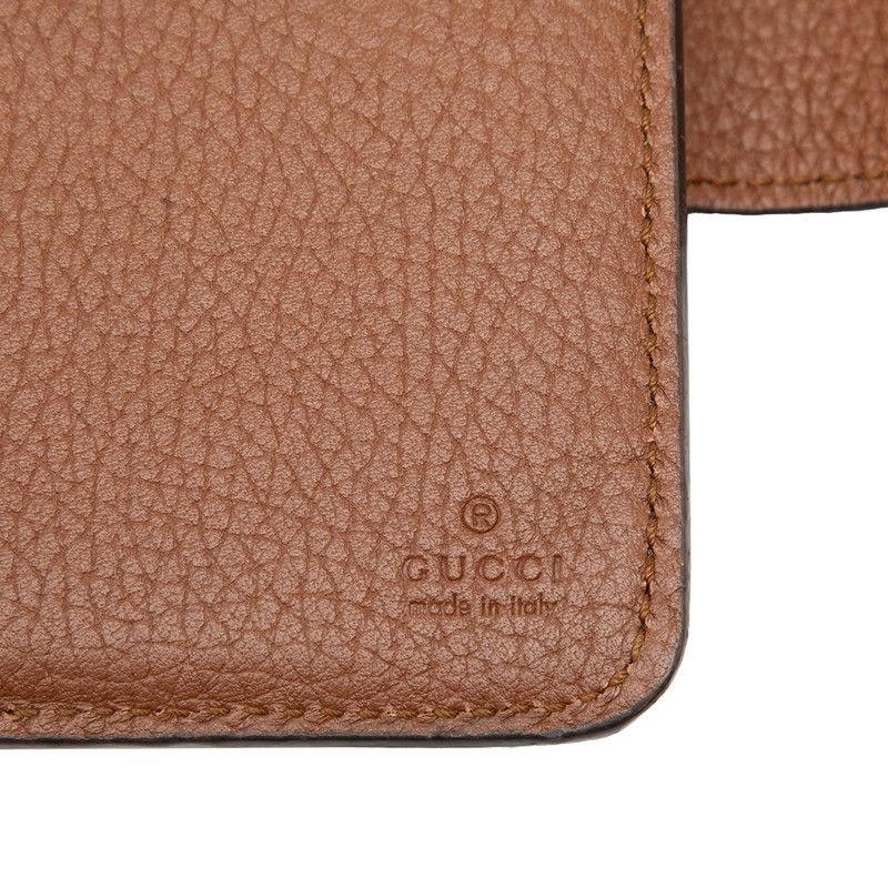 Gucci GG Marmont Bamboo Bifold Wallet Compact Brown Leather — view 6