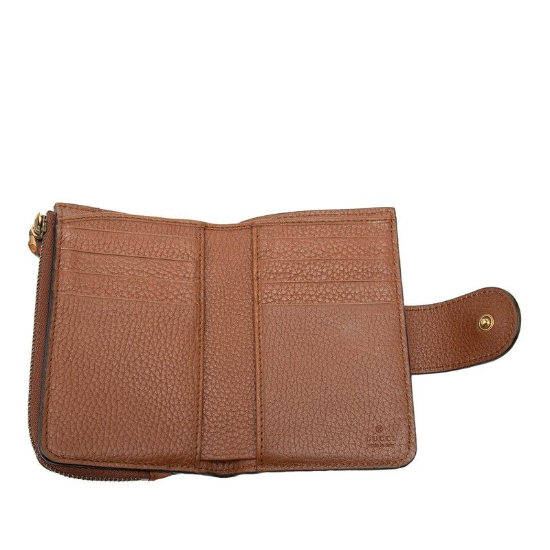 Gucci GG Marmont Bamboo Bifold Wallet Compact Brown Leather — view 4