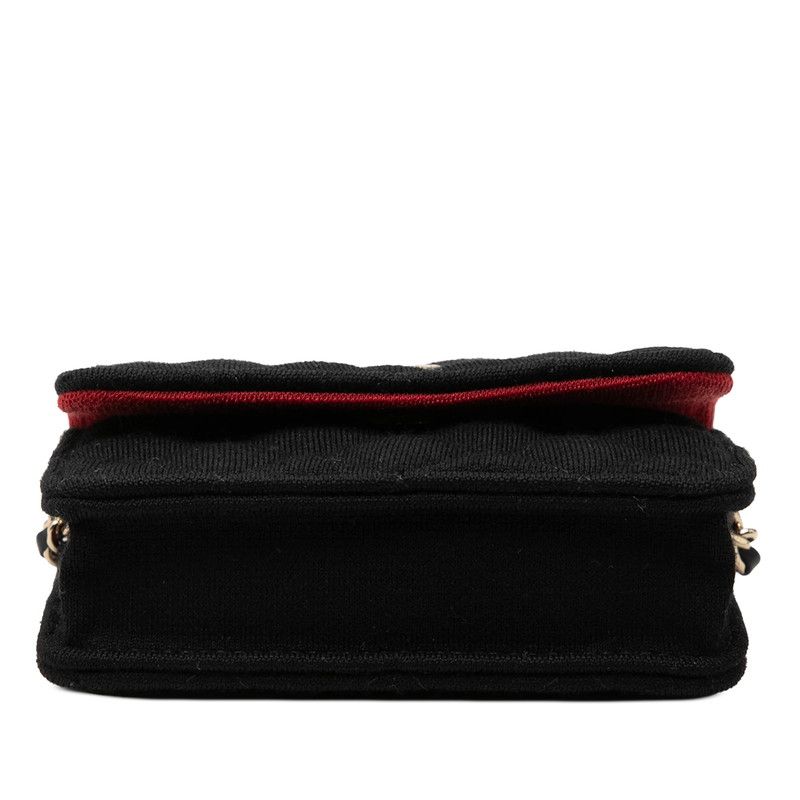 Chanel CC Logo Mini Quilted Crossbody Chain Shoulder Bag Black Cotton — view 3