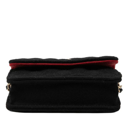 Chanel CC Logo Mini Quilted Crossbody Chain Shoulder Bag Black Cotton — view 3
