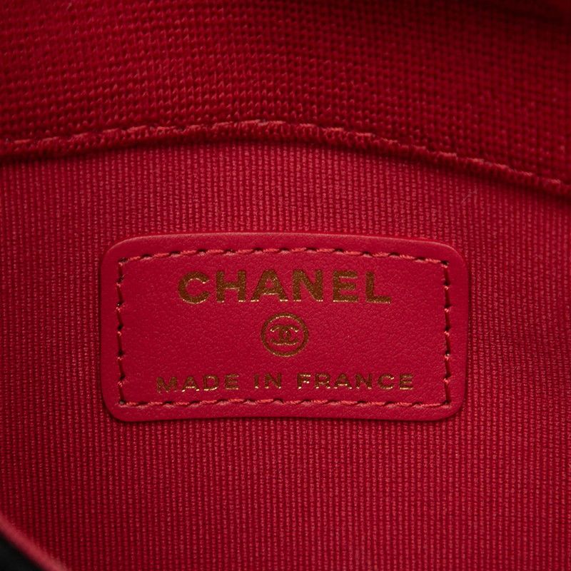 Chanel CC Logo Mini Quilted Crossbody Chain Shoulder Bag Black Cotton — view 5