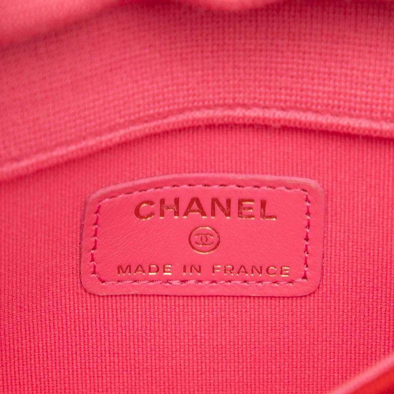 Chanel CC Logo Mini Quilted Crossbody Chain Shoulder Bag Red Cotton — view 5