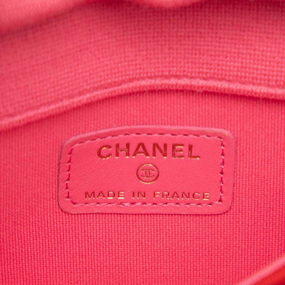 Chanel CC Logo Mini Quilted Crossbody Chain Shoulder Bag Red Cotton — view 5