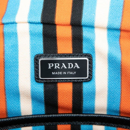Prada Stripe Crossbody Shoulder Bag Orange Multi Canvas Leather — view 5