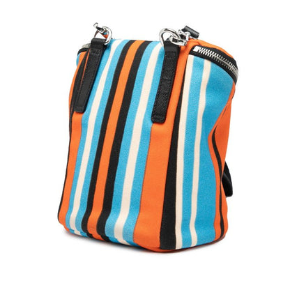Prada Stripe Crossbody Shoulder Bag Orange Multi Canvas Leather — view 2