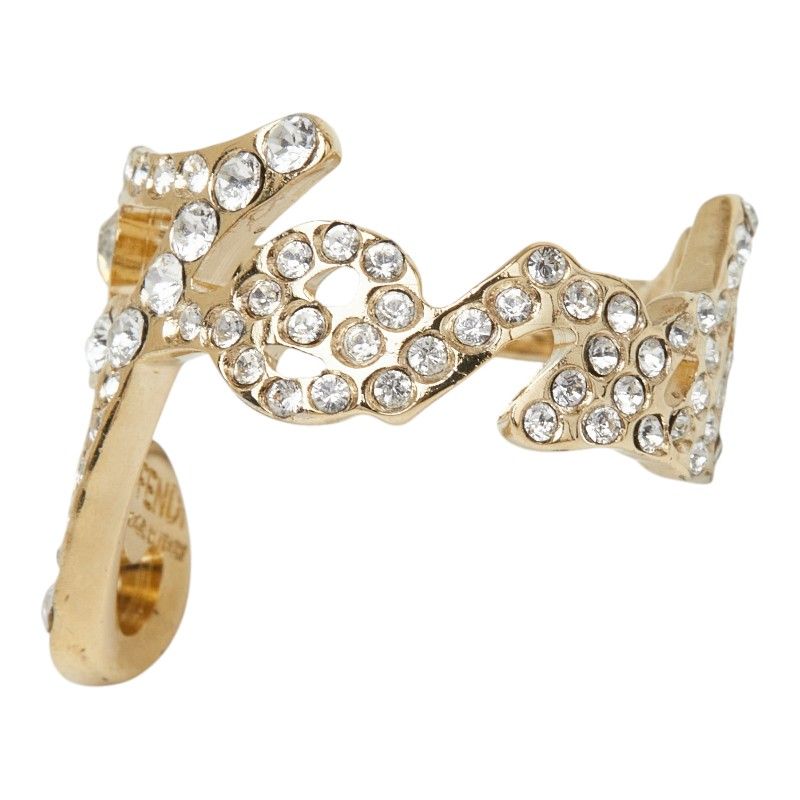 Fendi Logo Ring Gold Crystal Plated — view 2