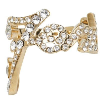 Fendi Logo Ring Gold Crystal Plated