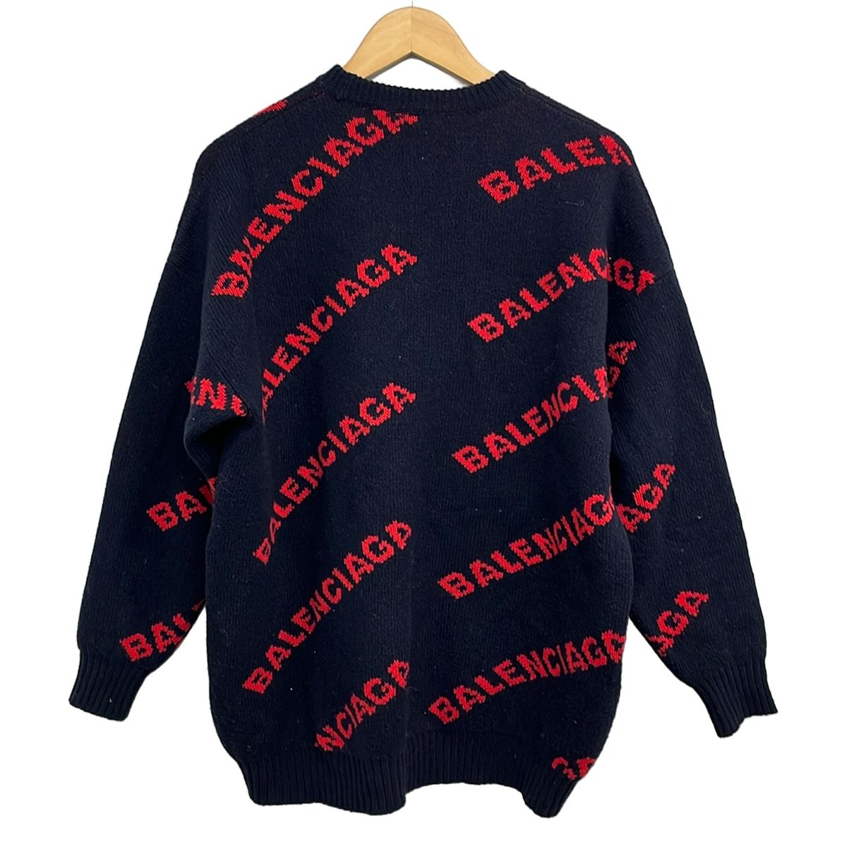 Balenciaga Long Sleeve Sweater XS Dark Navy Orange Crew — view 2