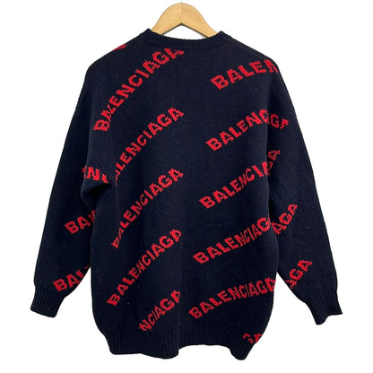 Balenciaga Long Sleeve Sweater XS Dark Navy Orange Crew — view 2