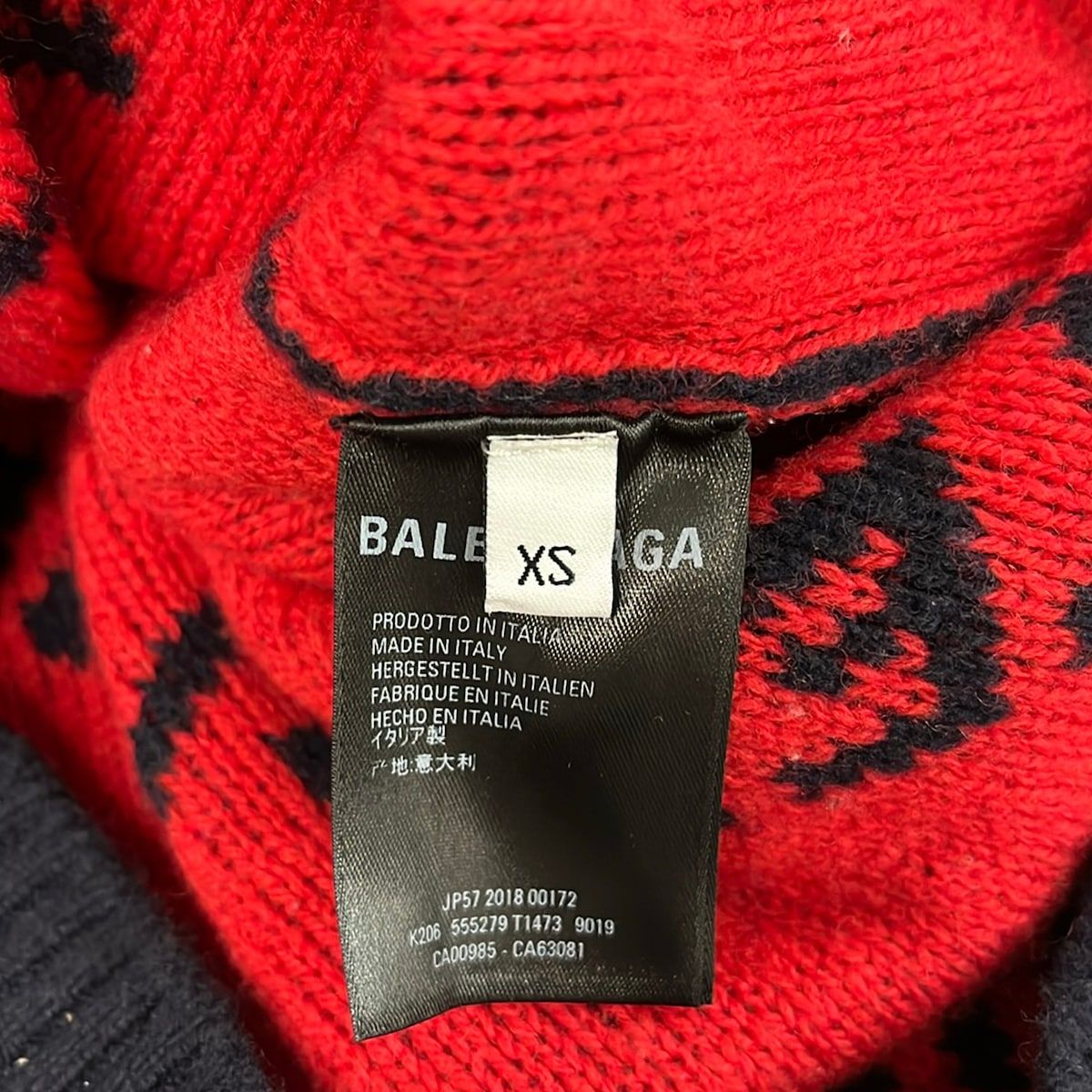 Balenciaga Long Sleeve Sweater XS Dark Navy Orange Crew — view 5
