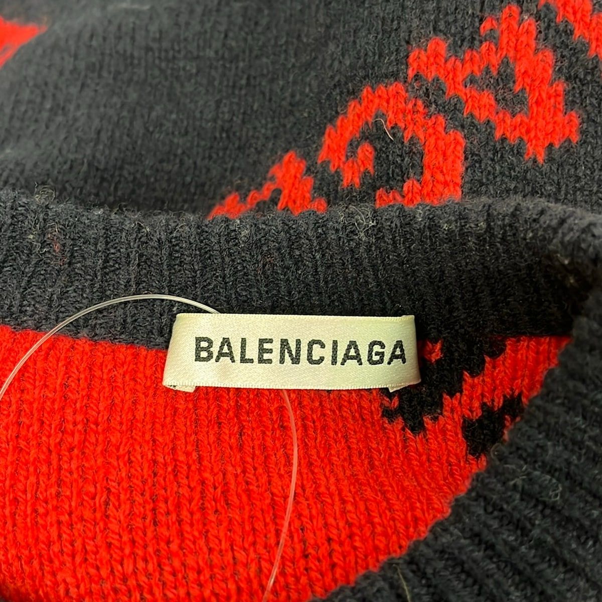 Balenciaga Long Sleeve Sweater XS Dark Navy Orange Crew — view 3