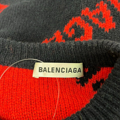 Balenciaga Long Sleeve Sweater XS Dark Navy Orange Crew — view 3