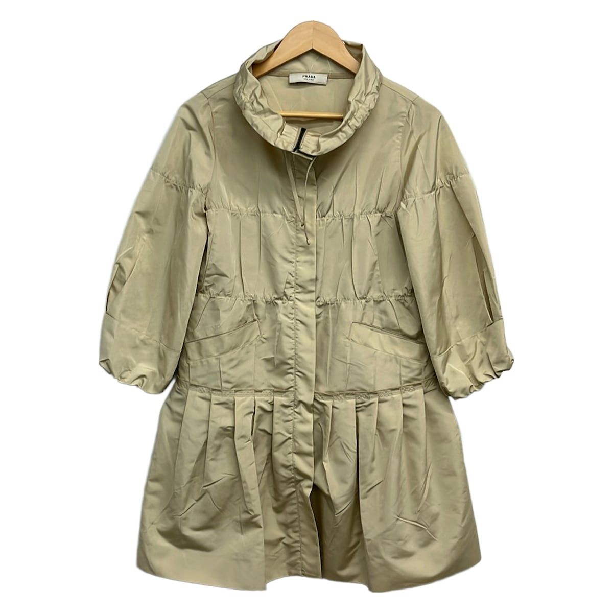 Prada Coat 38 S Beige 3/4 Sleeve Zip Up Spring Autumn
