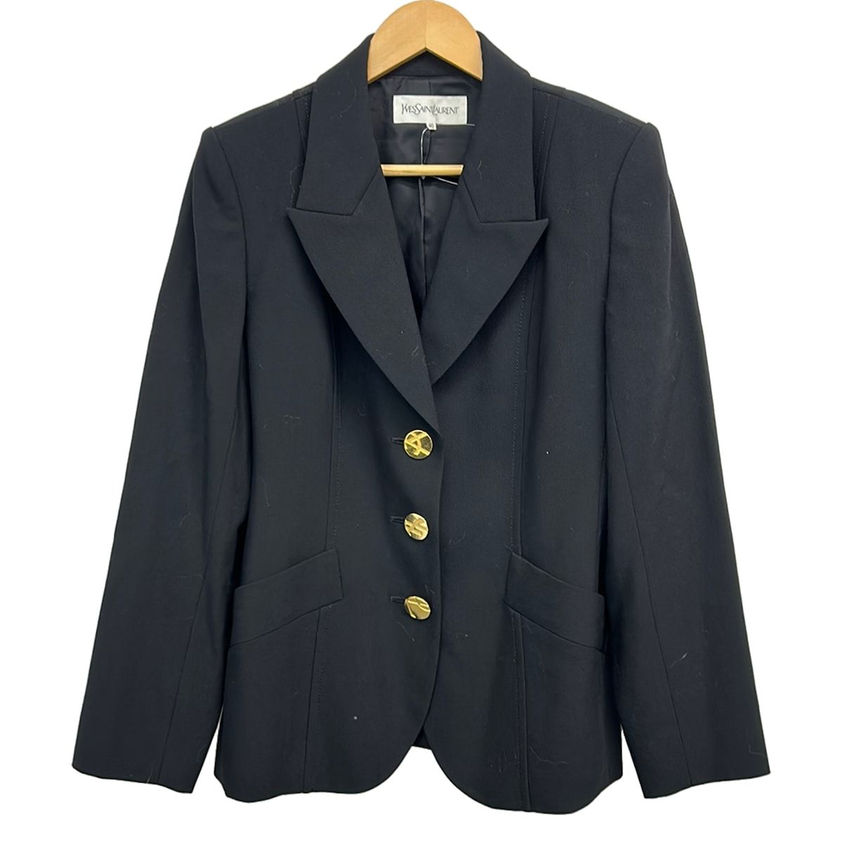 Saint Laurent Jacket 40 M Black Long Sleeve Shoulder Pad Spring Autumn