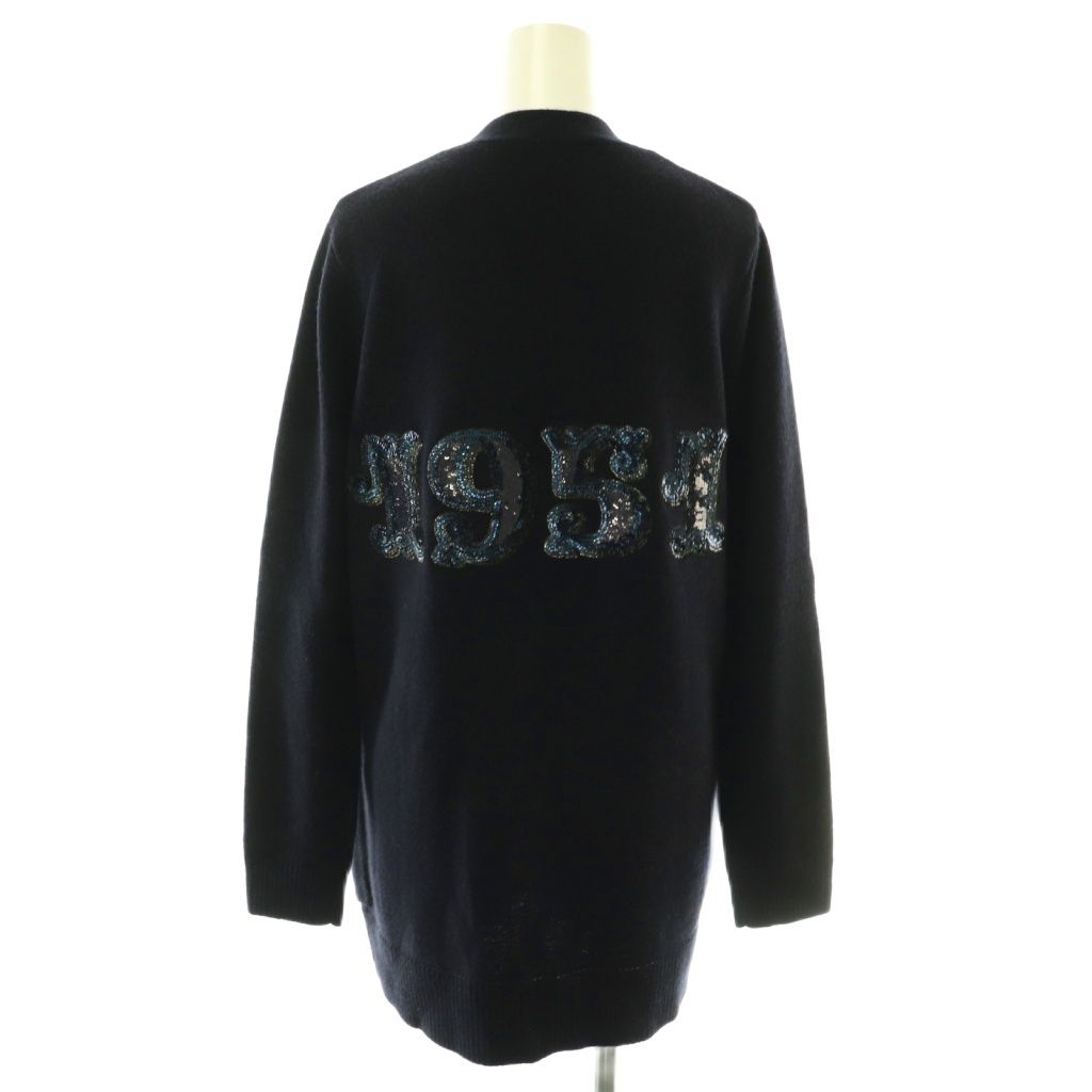 Max Mara Villar Wool Cashmere Spangko Luca Digan Knit Long Sleeve Long XS Navy — view 2