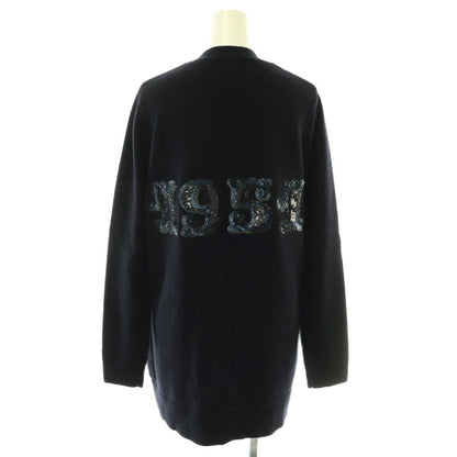 Max Mara Villar Wool Cashmere Spangko Luca Digan Knit Long Sleeve Long XS Navy — view 2