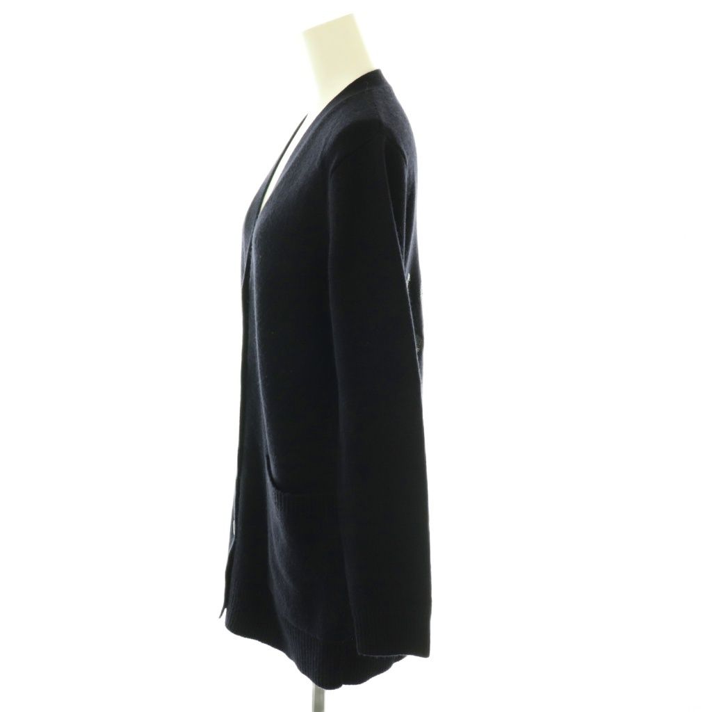 Max Mara Villar Wool Cashmere Spangko Luca Digan Knit Long Sleeve Long XS Navy — view 3