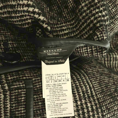 Max Mara Weekend Fur Color Glen Check Coat 36 Black SY — view 7