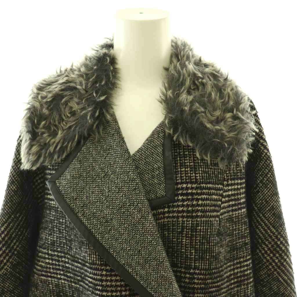 Max Mara Weekend Fur Color Glen Check Coat 36 Black SY — view 5