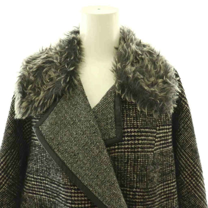 Max Mara Weekend Fur Color Glen Check Coat 36 Black SY — view 5