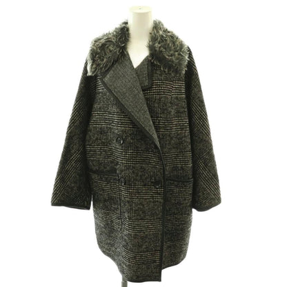 Max Mara Weekend Fur Color Glen Check Coat 36 Black SY