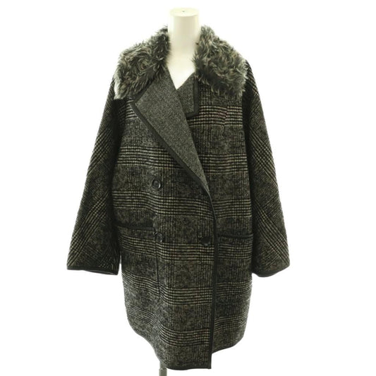 Max Mara Weekend Fur Color Glen Check Coat 36 Black SY