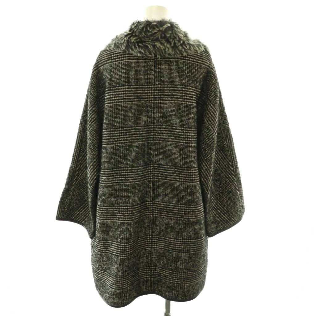 Max Mara Weekend Fur Color Glen Check Coat 36 Black SY — view 2