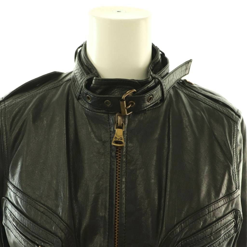 Dolce & Gabbana D&G Goat Leather Single Rider's Jacket 40 Black SY — view 5
