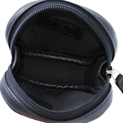 Chanel Coin Purse CC Logo Round Leather Black Gold — view 8