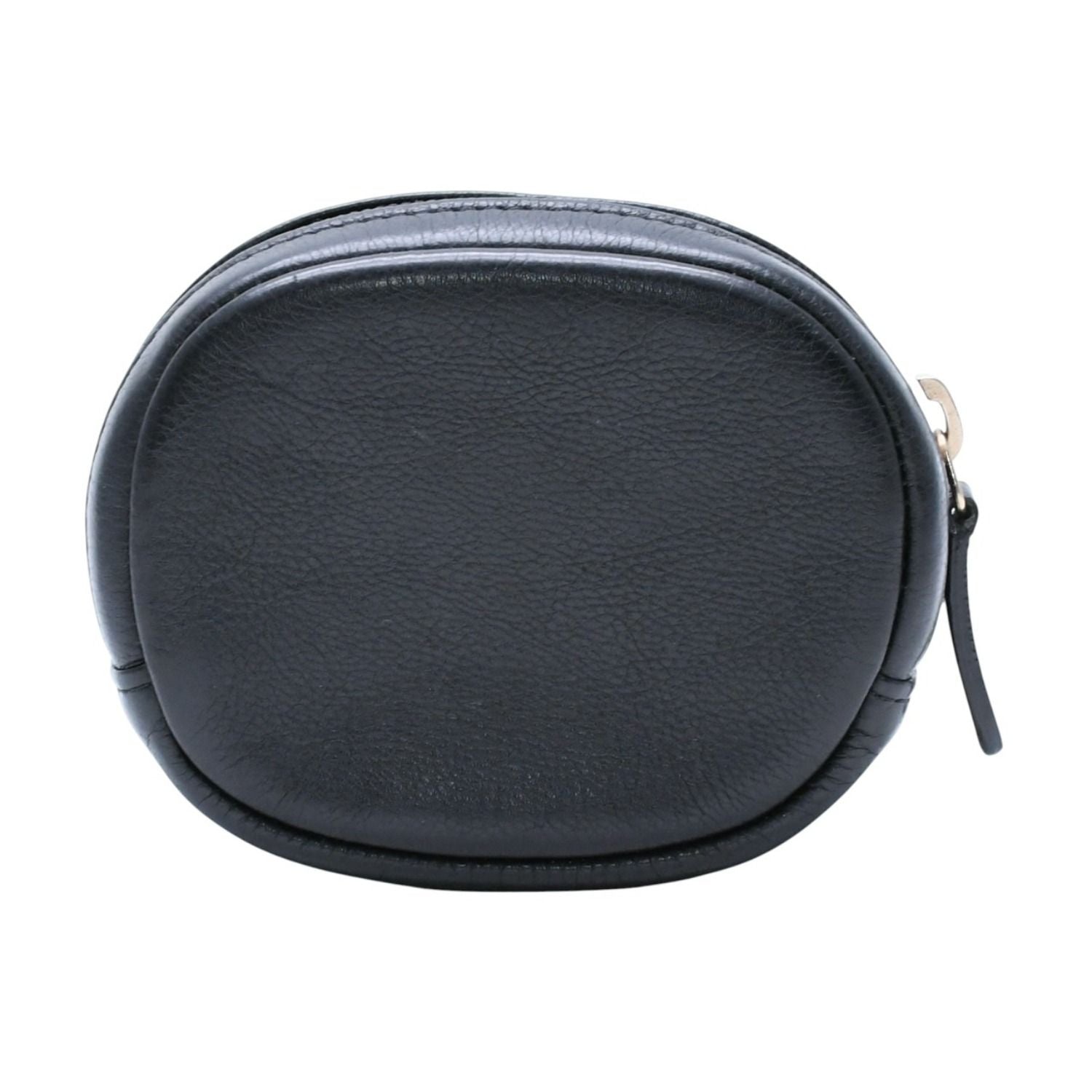 Chanel Coin Purse CC Logo Round Leather Black Gold — view 2