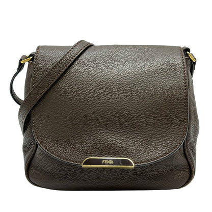 Fendi Shoulder Bag Dark Brown Leather