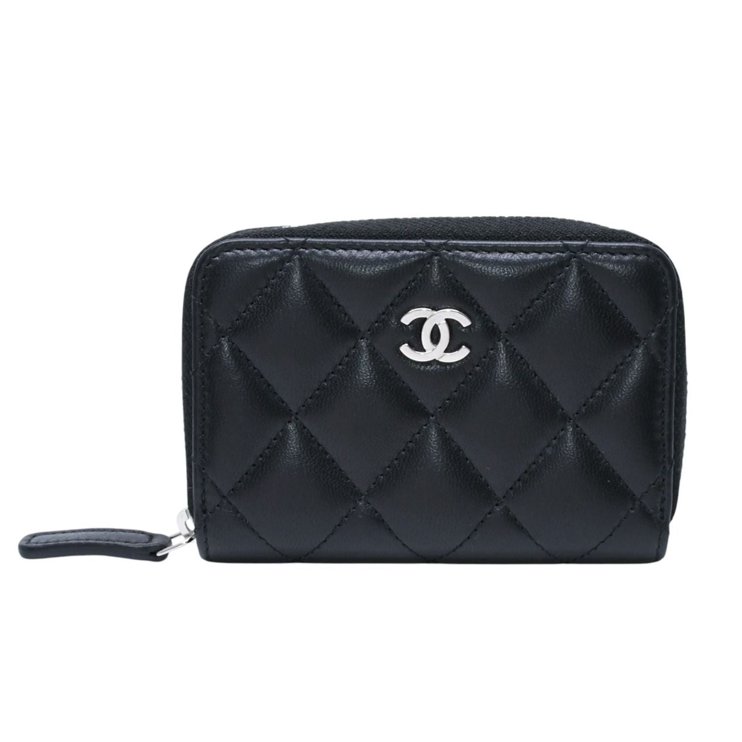 Chanel Classic Zip Coin Purse CC Logo Lambskin Black — view 2
