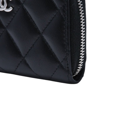 Chanel Classic Zip Coin Purse CC Logo Lambskin Black — view 8