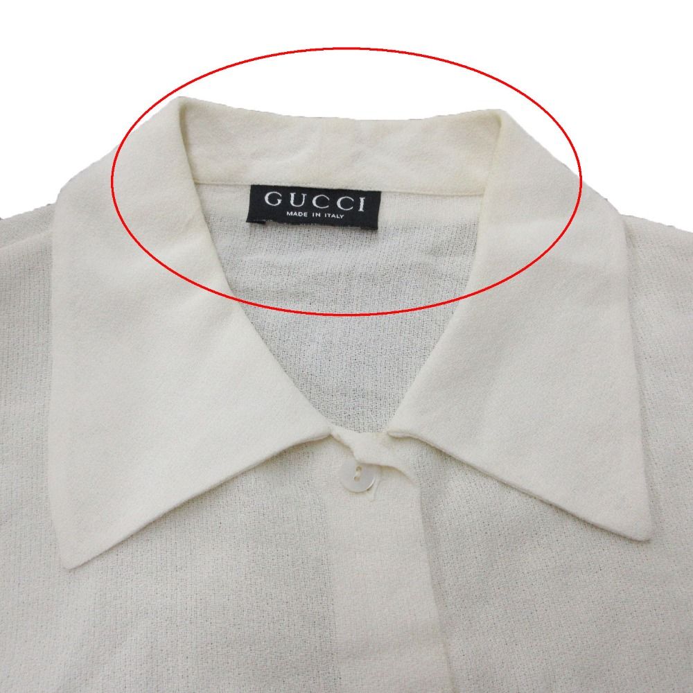 Gucci Era Long Sleeve Shirt Top Linen Rayon Dress White — view 9
