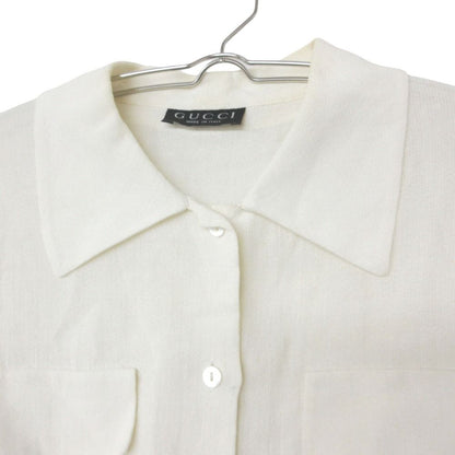 Gucci Era Long Sleeve Shirt Top Linen Rayon Dress White — view 3