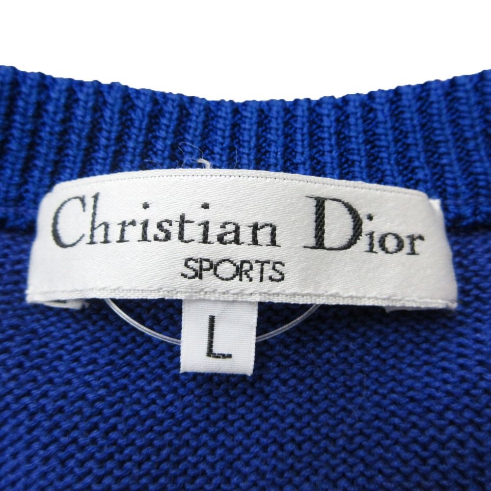 Dior Vest Knit Sweater Flower Embroidery Sleeveless Top Rayon Blue LL — view 8