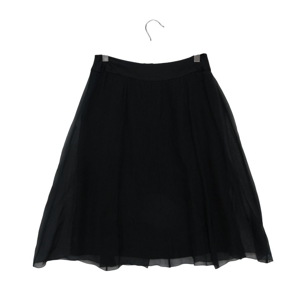 Chanel Skirt Silk Chiffon CC Logo Button Black — view 2