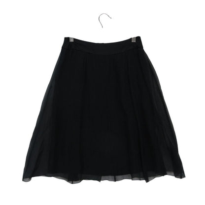Chanel Skirt Silk Chiffon CC Logo Button Black — view 2