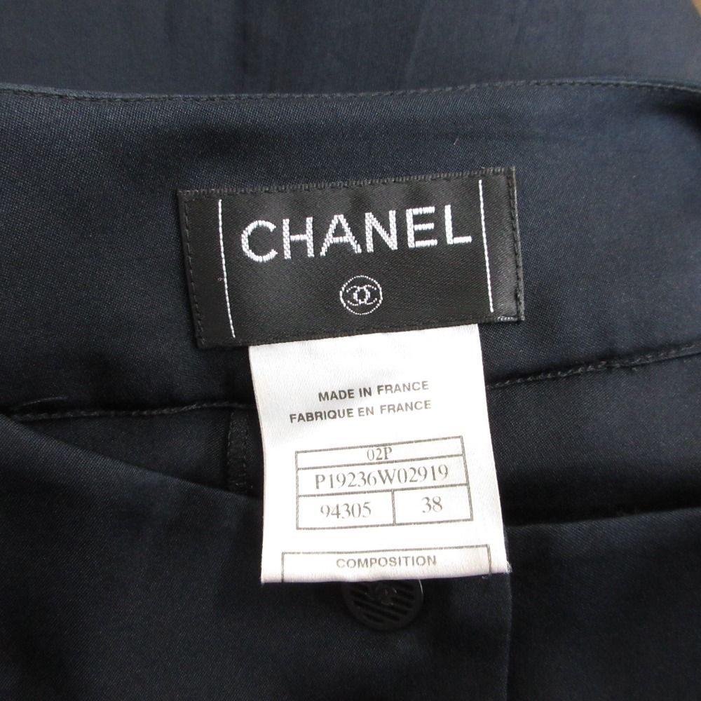 Chanel Skirt Silk Chiffon CC Logo Button Black — view 3