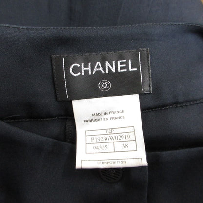 Chanel Skirt Silk Chiffon CC Logo Button Black — view 3
