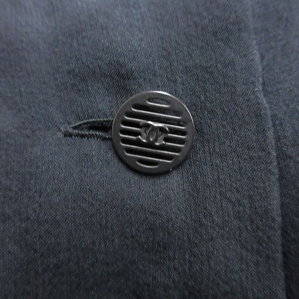 Chanel Skirt Silk Chiffon CC Logo Button Black — view 5