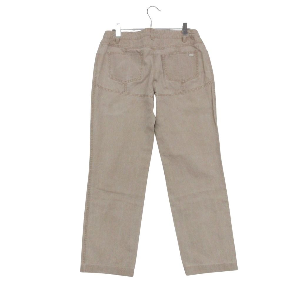 Chanel Vintage Back Logo Plate Denim Pants Jeans Straight High Rise Waist Beige — view 2