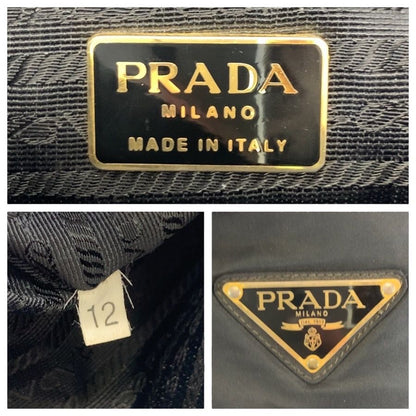Prada Tessuto Black Silver Nylon Shoulder — view 4