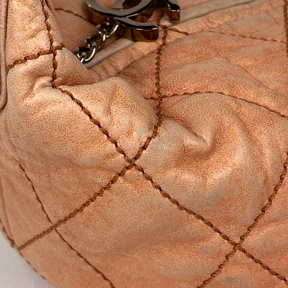 Chanel Wild Stitch Shoulder Bag CC Logo Leather Pale Orange — view 4