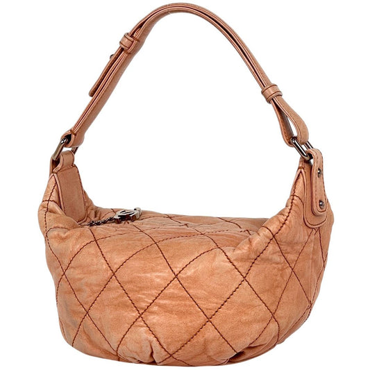 Chanel Wild Stitch Shoulder Bag CC Logo Leather Pale Orange