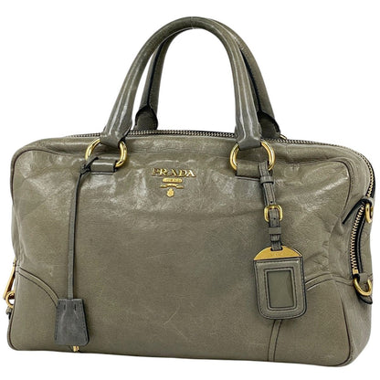 Prada Logo Handbag 2-Way Leather Blue