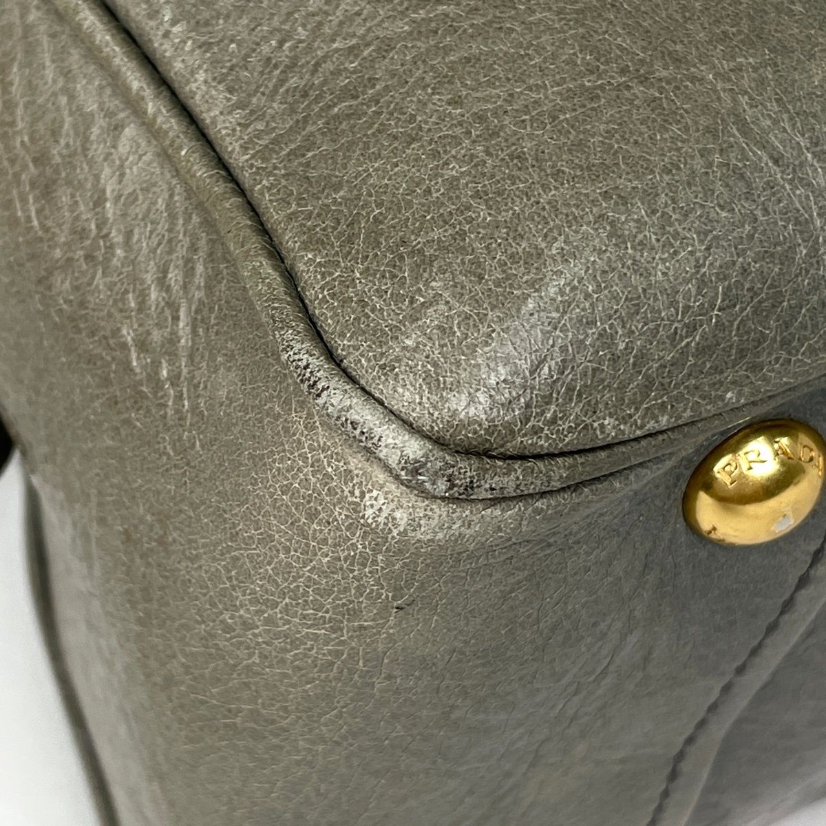Prada Logo Handbag 2-Way Leather Blue — view 3