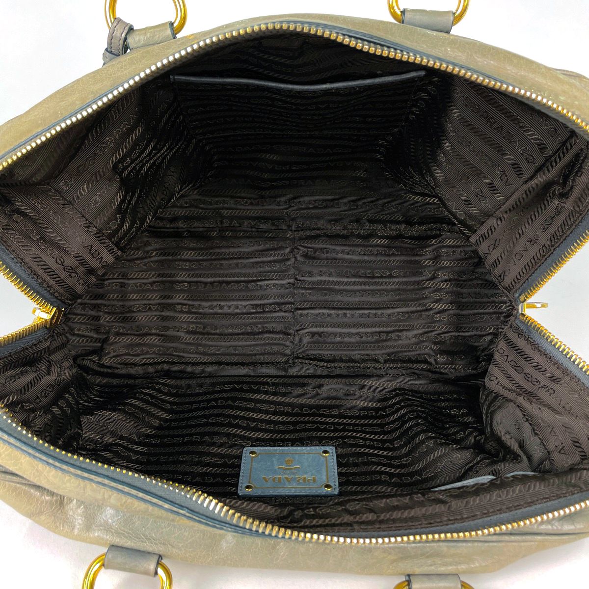Prada Logo Handbag 2-Way Leather Blue — view 6